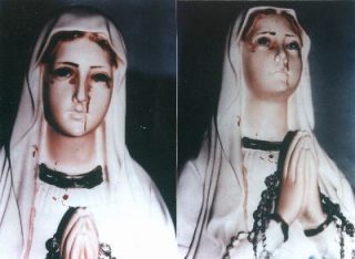 Ihe akpụrụ akpụ nke Madonna na-akwa ọbara mmadụ. Foto a na-agagharị na weebụ