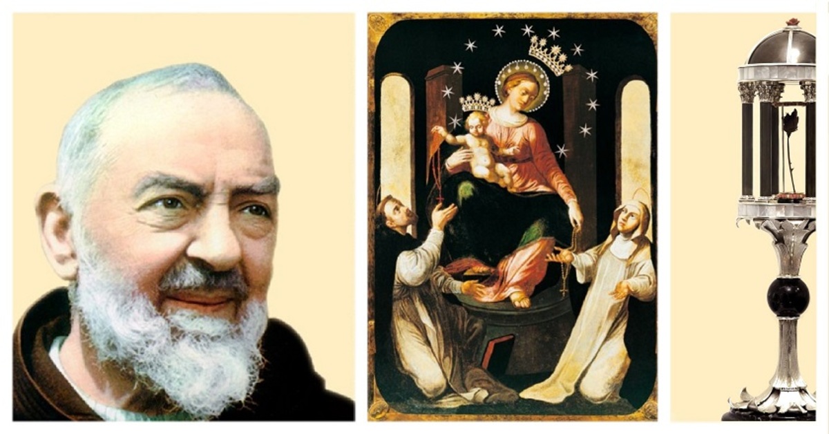 Madonna of Pompeii dan mawar Padre Pio