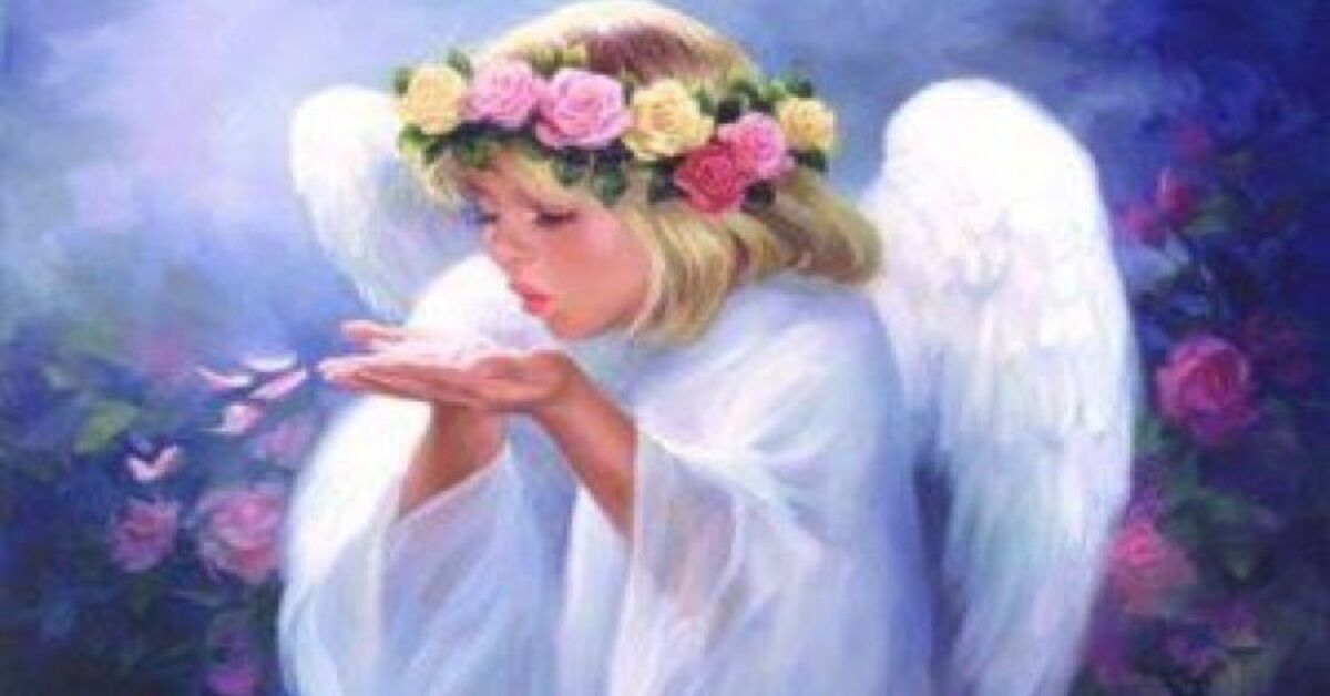 Een engel wordt gezien in de Heilige Mis. Originele foto