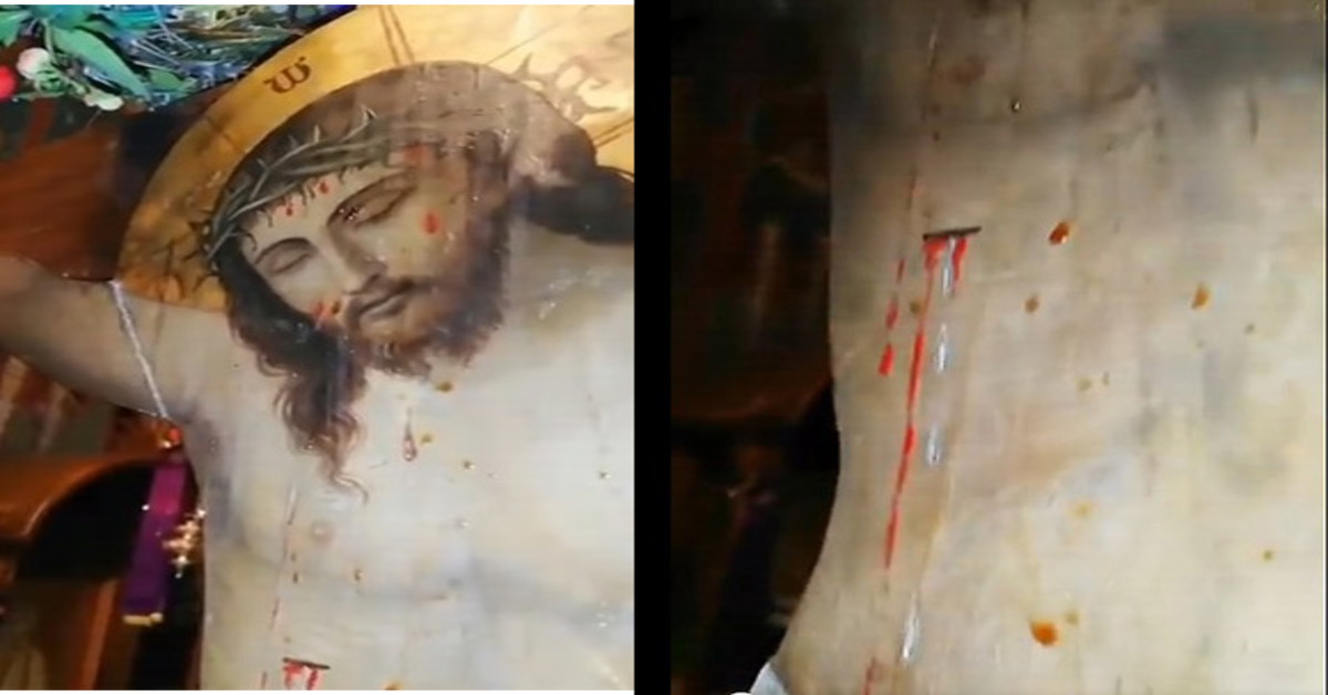 Darah dan air mata mengalir dari ikon Kristus (video)