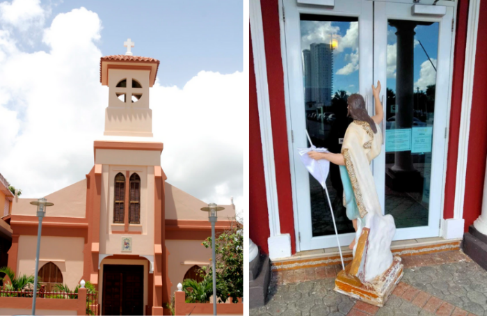 Hırsız bir kiliseden heykelleri çalıp şehirde dağıtıyor (FOTOĞRAF)