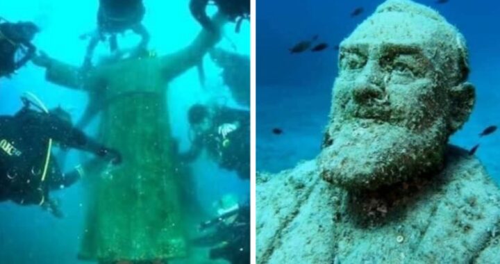 Impressionante statua di Padre Pio in fondo al mare (FOTO) (VIDEO)