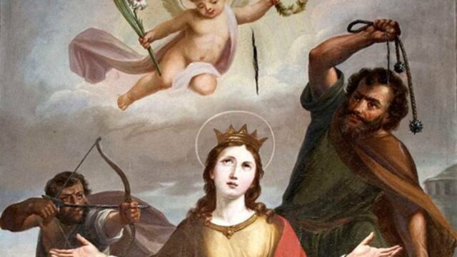 Svatá Christina, mučednice, která podstoupila mučednickou smrt svého otce, aby uctila svou víru
